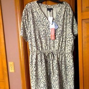 Drawstring animal print dress